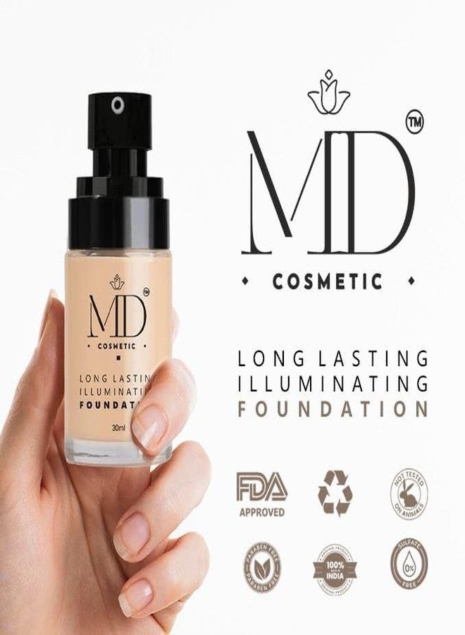 MD COSMETIC كريم أساس إم دي كوزمتيك طويل الأمد ومضيء، كريم أساس سائل مقاوم للماء يدوم طويلاً - تغطية كاملة، لمسة نهائية مطفية، يدوم 24 ساعة، 30 مل - Image 5