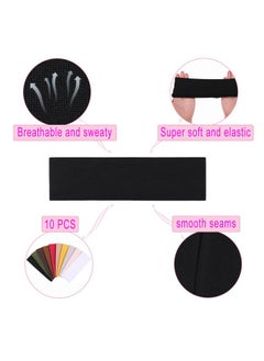 Leeven Headbands For Women 10 Pcs Cotton Headbands Soft Sweat Wicking Stretchy Headband For Unisex Girls Sports Yoga Running Working Qut (Combo 13)  - Image 3