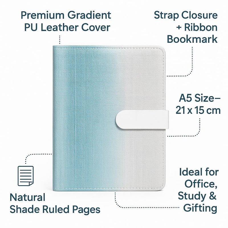 Schmick A5 Journal Notebook Diary for Men Women | Office Journal Diary Notebook with Magnetic Flip Lock (200 Ruled Pages, 6 x 8.5 Inches, 80 GSM) (Gradient Blue) - Image 2