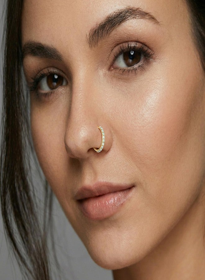 MJust Opal Nose Hoops for Women Men - 316L Surgical Steel Hinged Nose Rings 20G Clicker Septum Nose Ring Lip Helix Cartilage Hoop Earring Daith Rook Conch Body Piercing Jewelry 6MM 7MM 8MM 10MM - Image 5