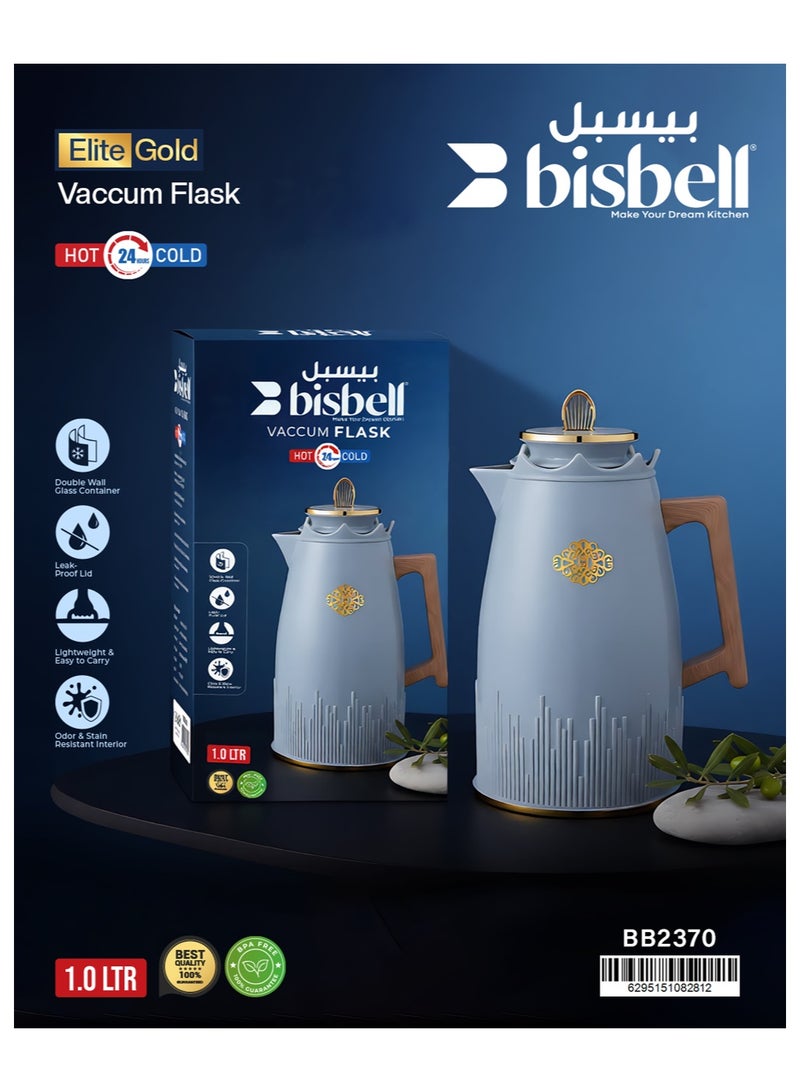 Bisbell Elite Gold Vacuum Flask 1.0L Double Wall Insulated Thermal Coffee & Tea Pot, 24-Hour Hot & Cold, Leak-Proof Lid - Image 4