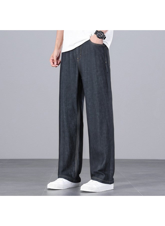 FOLUNSI loose Wide-leg Tencel Jeans For Men - Soft And Comfortable Straight-leg Pants - Image 4