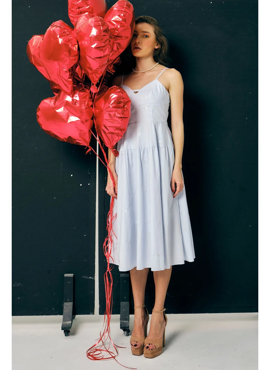 Virgio Virgio Renata Blue Strappy Midi Dress