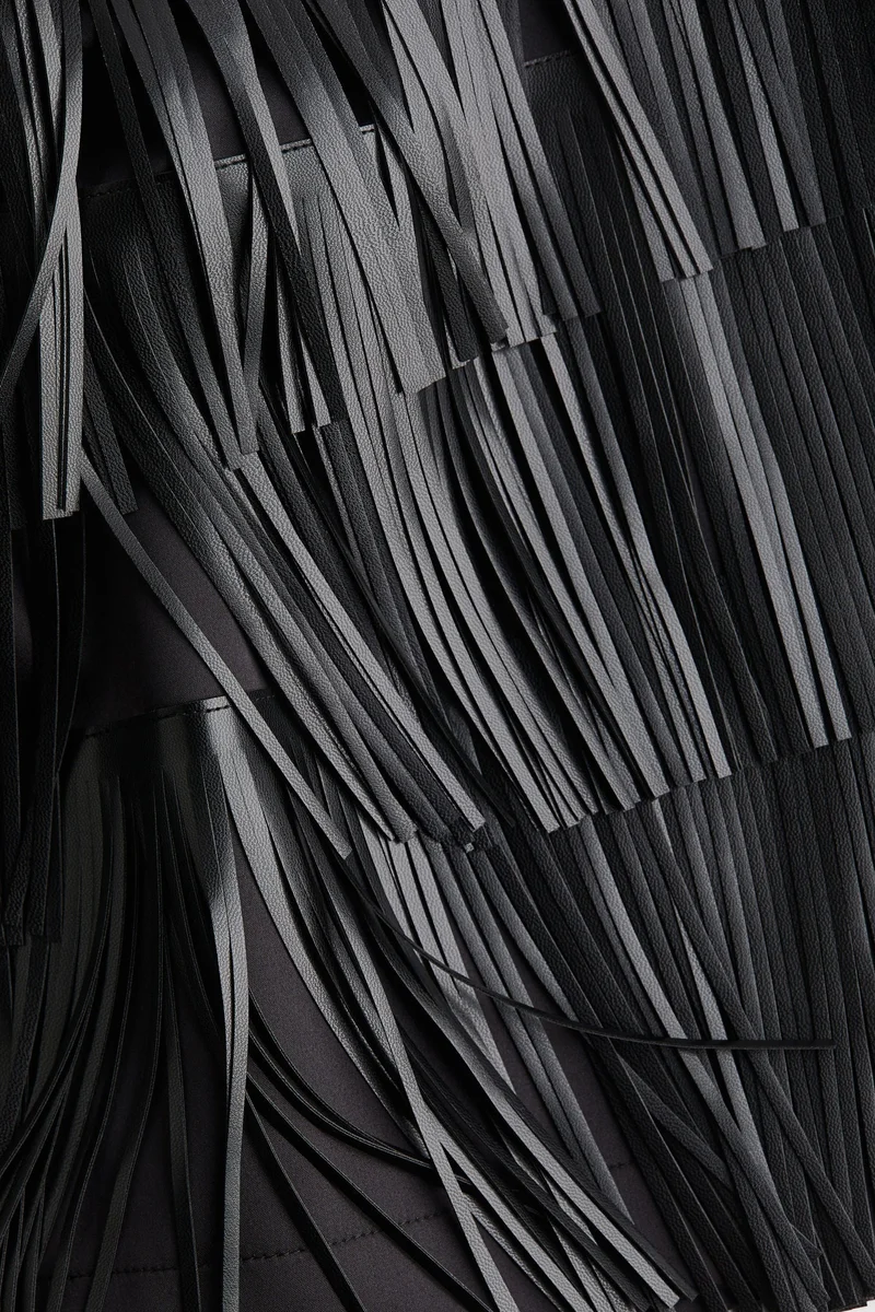 H&M Fringed coated mini skirt