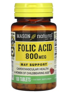 Mason Natural Folic Acid, 800 mcg, 100 Tablets 