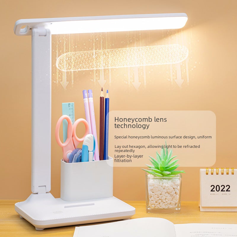 New led Touch Eye Protection Lamp Charging Folding Rotating Dormitory Learning Special Plug-in Reading Student Lamp(Rotating head [charging and inserting dual-use/three-speed dimming and toning] line + charging head) - Image 5