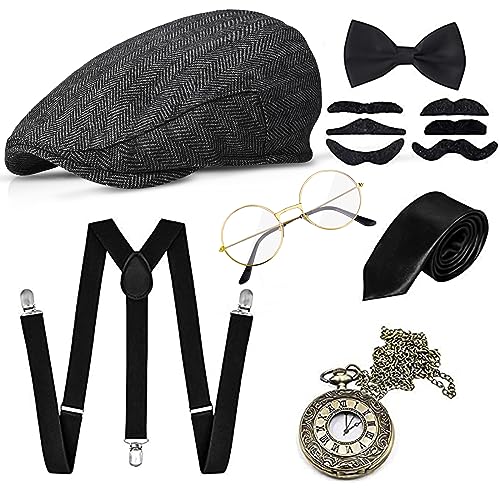 GOLDGE 1920s Accessories for Men, Roaring 20s Costumes, Great Gatsby Costume Men, 1920 Mens Clothing Gatsby Black (M) - Image 1