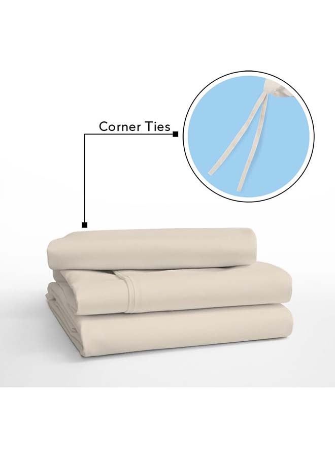 RocketLinen Beige Duvet Cover with 2 Pillow Shams – 400 Thread Count, Button Closure, Corner Ties, Pure Cotton, Sateen Weave – Duvet Cover/Quilt Cover Bedding Set (Queen) - Image 4