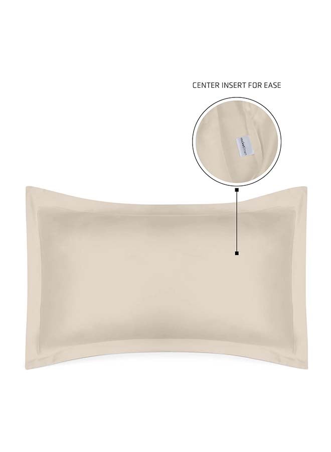 RocketLinen Beige Duvet Cover with 2 Pillow Shams – 400 Thread Count, Button Closure, Corner Ties, Pure Cotton, Sateen Weave – Duvet Cover/Quilt Cover Bedding Set (Queen) - Image 3