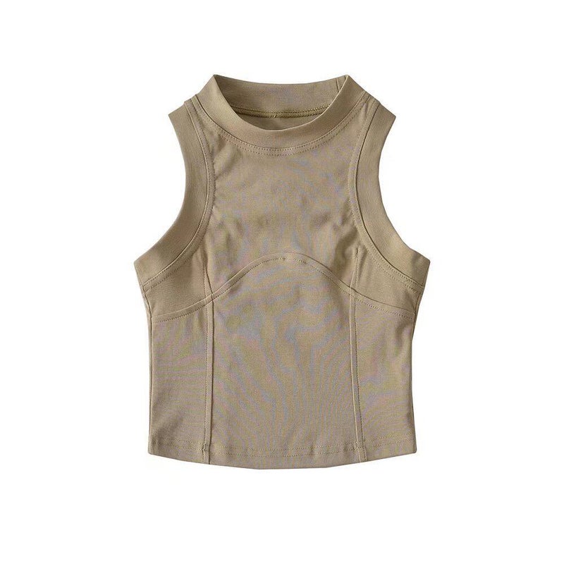 Women's Short Sleeveless Cotton Cami Top with Round Neck - Image 5