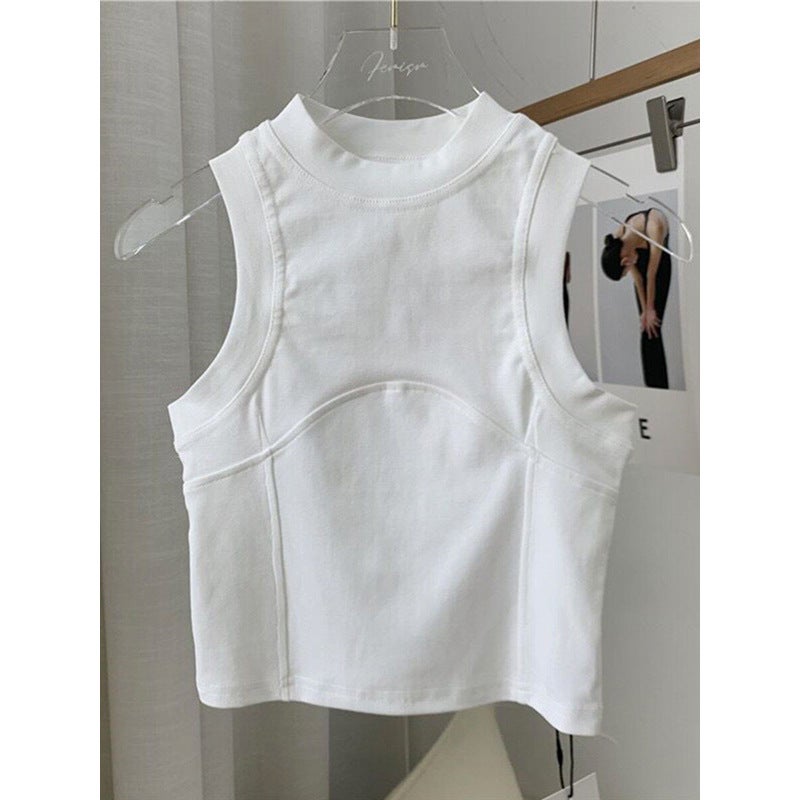 Women's Short Sleeveless Cotton Cami Top with Round Neck - Image 3