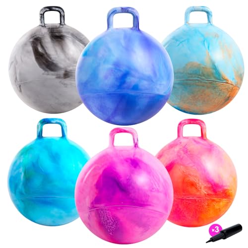 ZOOJOY 6pcs Hopper Balls for Kids 38 18in Clouds Bouncy Ball with Handle Sit on Hopping Toys for SportSchoolTeam Indoor Outdoor Play Toys Easter Basket Stuffers Gifts for Girls Boys 3 4 5 6 7 8 - Image 1
