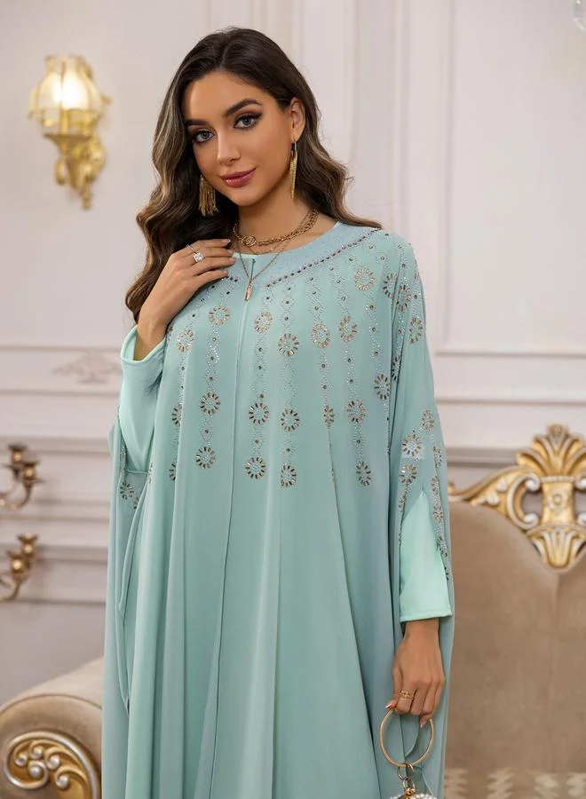 Take Two  Green Embellished Cape Style Abaya and Dress Modest Set for Women | Best Price UAE