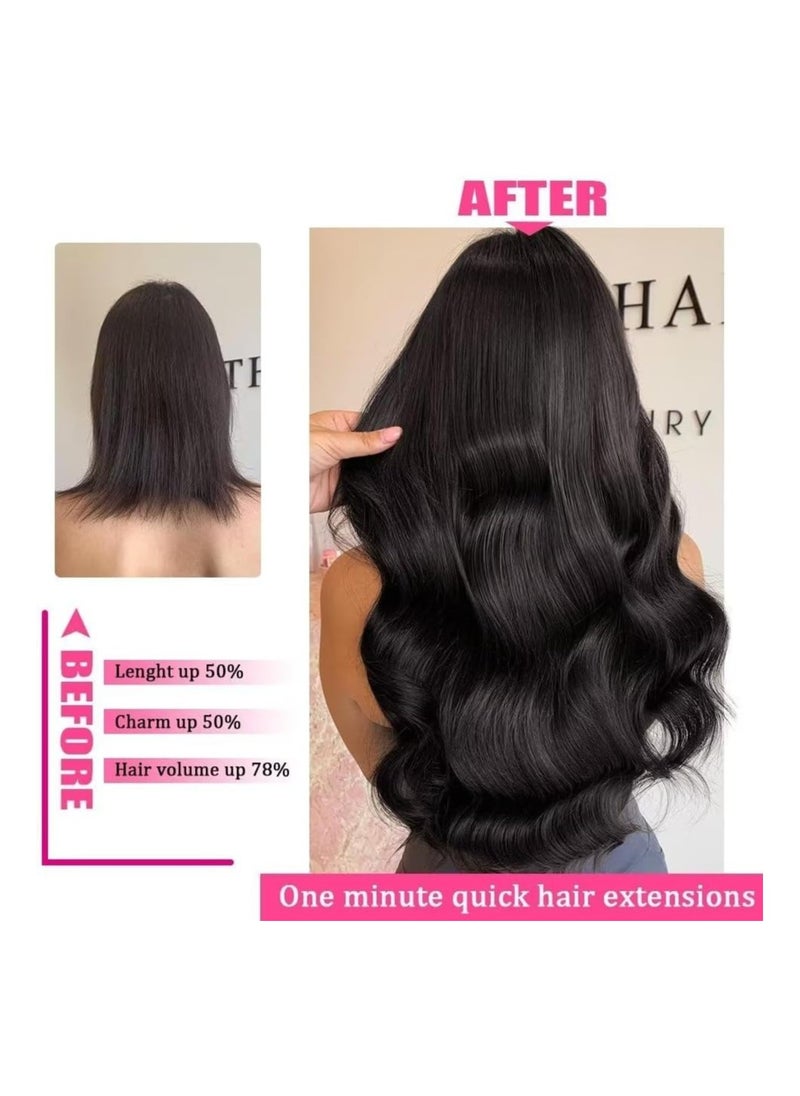 Estelle 7pcs clips in hair extensions straight synthetic black 1  - Image 2