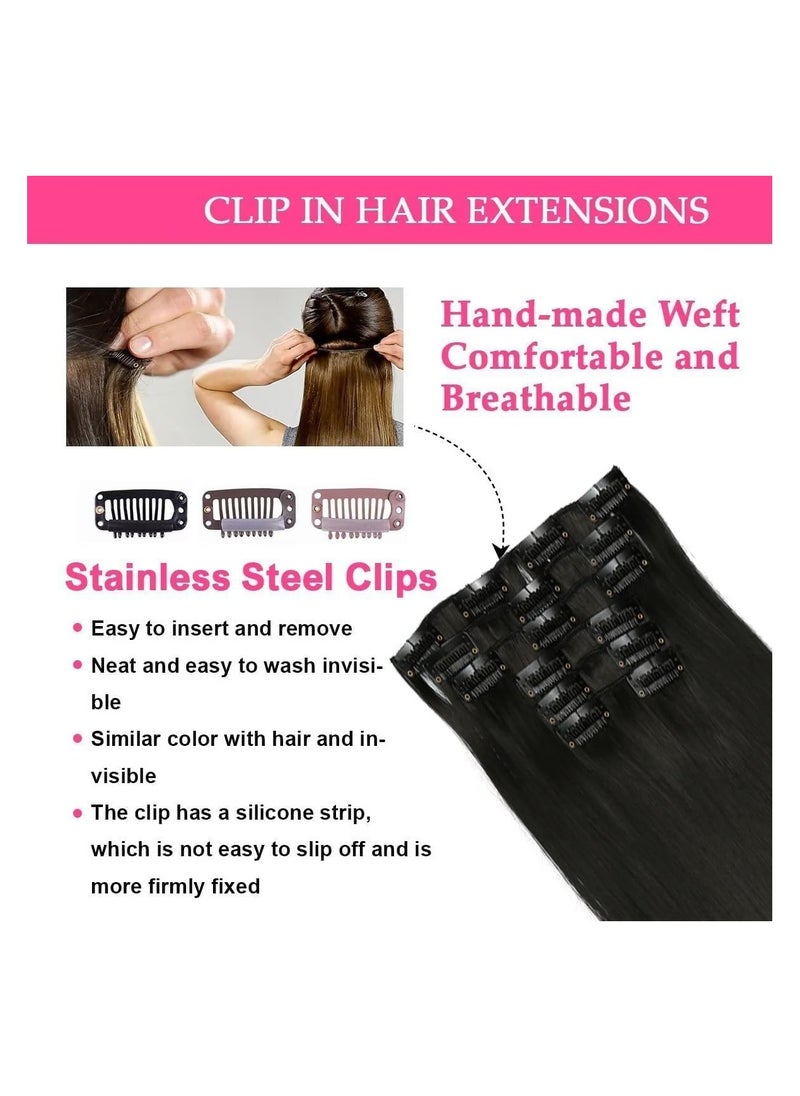 Estelle 7pcs clips in hair extensions straight synthetic black 1  - Image 3