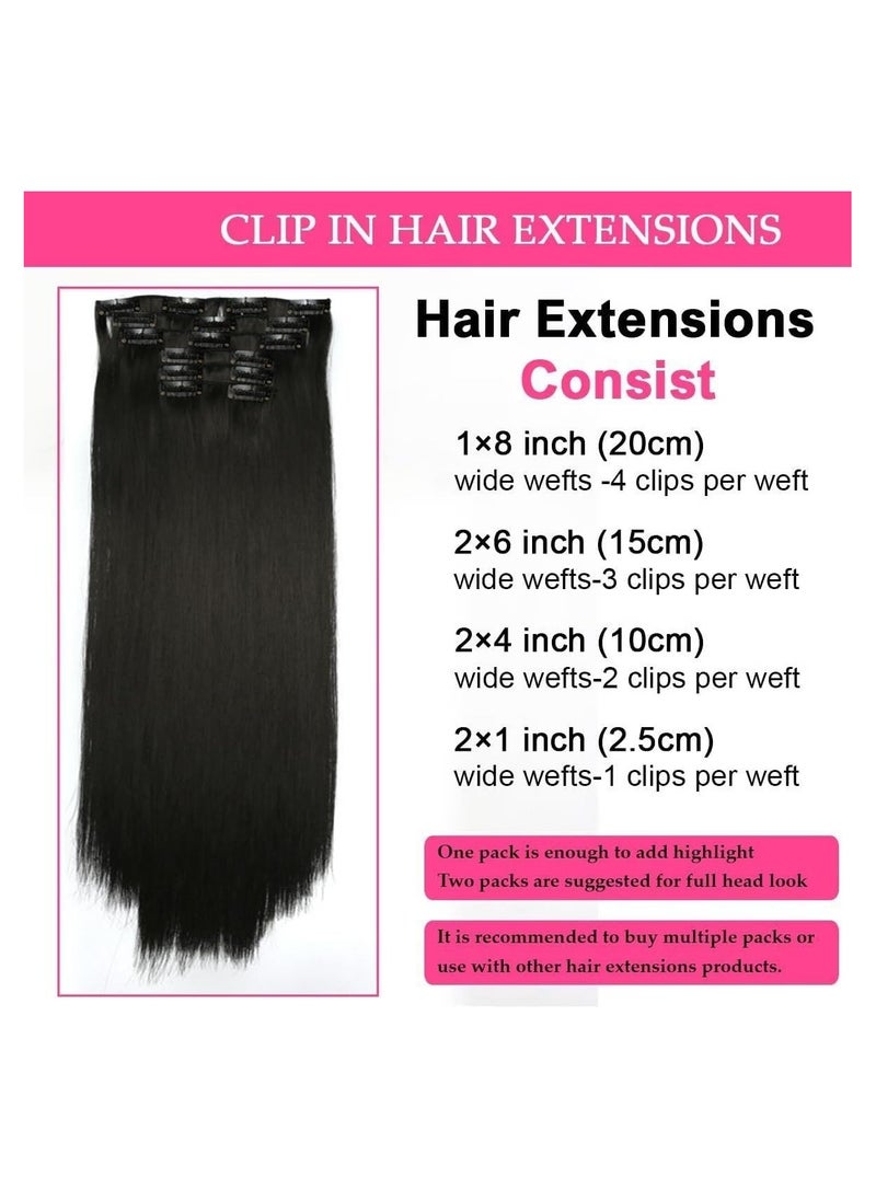 Estelle 7pcs clips in hair extensions straight synthetic black 1  - Image 4