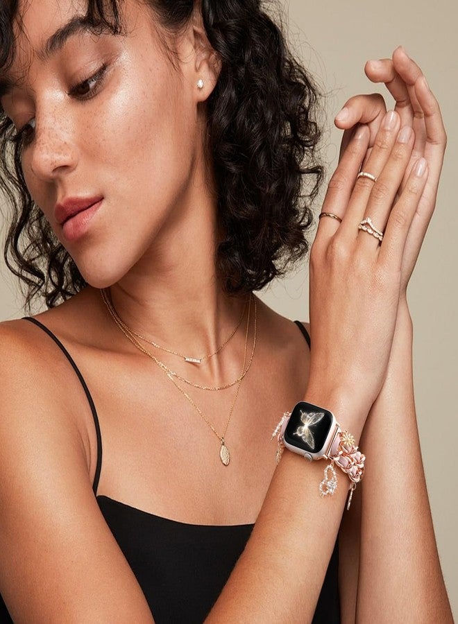 DaQin Stylish Metal Band Compatible with Apple Watch Band for Women 44mm 42mm 45mm 46mm,Pretty Chain Replacement Strap with Apple Watch Accessories Charms for iWatch Series 11 10 9 8 7 6 5 4 3 2 SE - Image 5