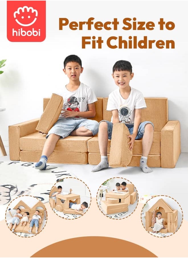 Kids' Building Block Magic Sofa - Compact Modular Couch with 14 Pieces for Creative Play and Fun, Soft and Safe, Versatile for Play and Relaxation 