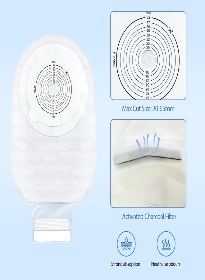 Heagimed 30 Pack Colostomy Bags Ostomy Supplies, One Piece Ostomy Bag with Strong Hook-and-Loop Closure, Drainable Ostomy Pouches for Ileostomy Stoma Care, White, Cut-to-Fit, 65 mm Max - Image 2