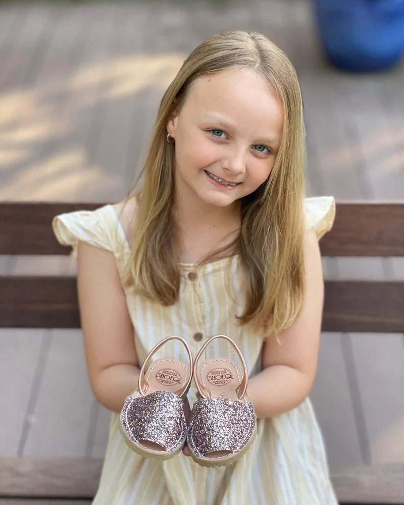 SHOEQ Rose Gold Glitter Girls Classic Avarca for Women | Best Price UAE