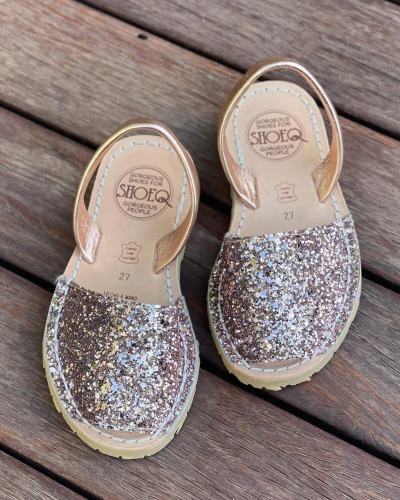 SHOEQ Rose Gold Glitter Girls Classic Avarca for Women | Best Price UAE