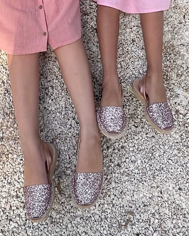 SHOEQ Rose Gold Glitter Girls Classic Avarca for Women | Best Price UAE