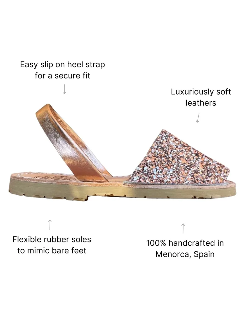 SHOEQ Rose Gold Glitter Girls Classic Avarca for Women | Best Price UAE