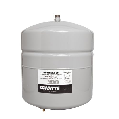 Watts ETX-30 Non-Potable Water Carbon Steel Expansion Tank for Closed Loop Hydronic Heating System Piping, 1/2" MNPT Connection, Tank Volume 4.7 Gallons, Maximum Pressure 75 psi - Image 1