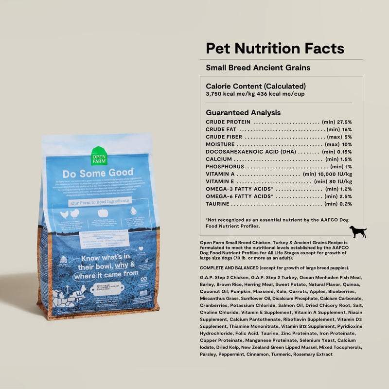 Open Farm, Ancient Grains Dry Dog Food for Small Breeds, Protein-Rich & Nutrient Dense, 90% Animal Protein with Non-GMO Fruits, Veggies and Superfoods, Chicken & Turkey Recipe for Small Dogs, 4lb Bag - Image 5