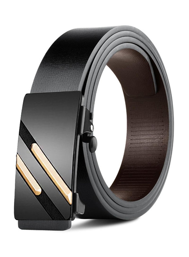 SOLARAE Mens Belt, Black Leather Sliding Ratchet Belt Dress Casual for Jeans - Image 1