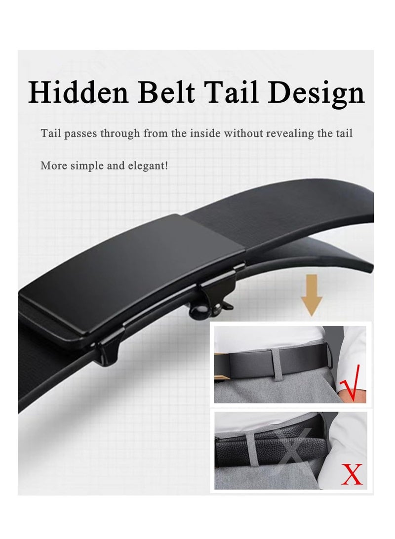 SOLARAE Mens Belt, Black Leather Sliding Ratchet Belt Dress Casual for Jeans - Image 4
