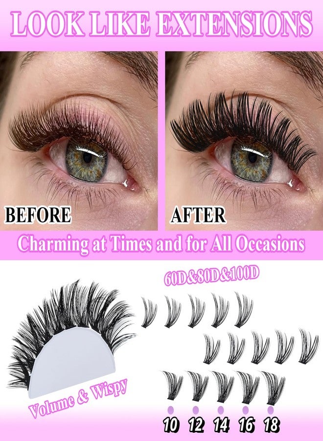 RITALASH Lash Clusters Kit for Beginners Eyelash Clusters Kit Cluster Eyelash Extensions Lashes Clusters Kit Lash Extension Kit+Lash Bond&Seal,Remover,Tweezers,Brush(60D+80D+100D Lash Kit) - Image 4