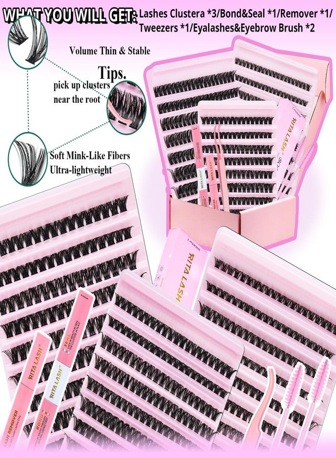 RITALASH Lash Clusters Kit for Beginners Eyelash Clusters Kit Cluster Eyelash Extensions Lashes Clusters Kit Lash Extension Kit+Lash Bond&Seal,Remover,Tweezers,Brush(60D+80D+100D Lash Kit) - Image 2