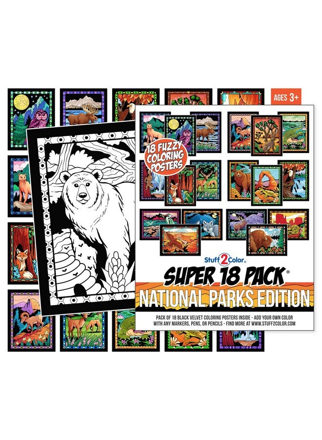 Stuff2Color باقة سوبر من 18 ملصق تلوين من المخمل الناعم (إصدار الحدائق الوطنية) - رائع لقضاء وقت العائلة، الفنون والحرف، السفر، في المنزل، مرافق الرعاية [جميع الأعمار: الفتيات، الأولاد، البالغين، الأطفال الصغار، المراهقين] - Image 5