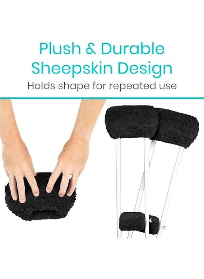 Arabest - Sheepskin Crutch Pads Hand Grips Comfortable Breathable Machine Washable Padding Adults Premium Accessory Covers Armpits Latex-Free Non-Toxic - Image 1