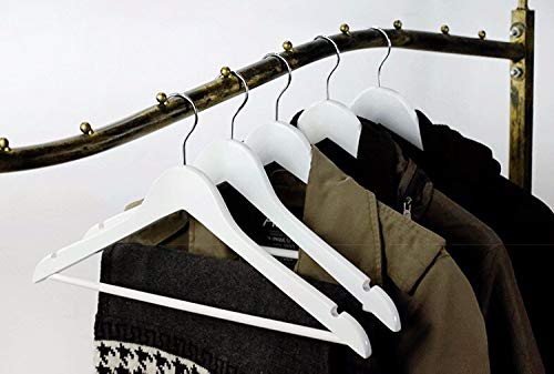 Ash  Roh Ash & Roh® - Wooden Suit Hangers with Non Slip Pants Bar Smooth Finish Solid Wood Coat Hanger 360° Swivel Hook Precisely Cut Notches for Camisole, Clothes Hangers (8, White Hanger) - Image 5