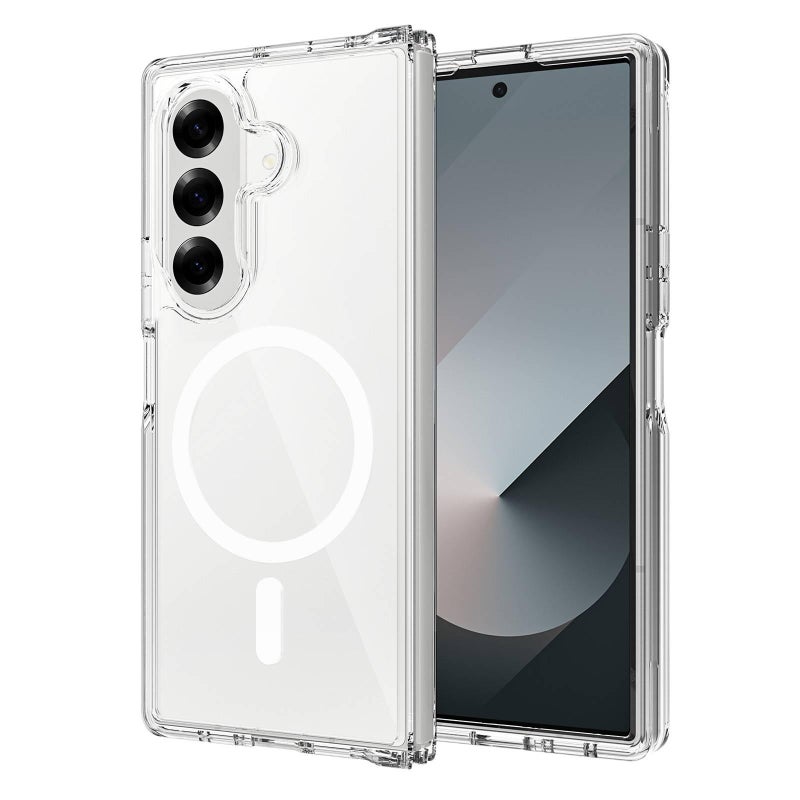 غطاء MagSafe بTPU + PC لـ Samsung Galaxy Z Fold 7 باللون شفاف مغناطيسي بظهر شفاف من مادة TPU مع مغناطيس قوي وملمس ناعم مع مقاوم للصدمات مع شبه شفاف مع حماية من السقوط للطاولة - Image 1