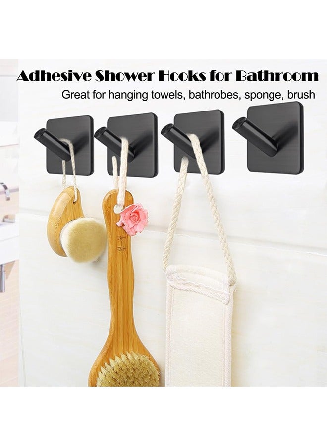 Black Adhesive Hooks, Heavy Duty, Stainless Steel Wall Mount Wall Hooks for Hanging Robe Coat Towel Hooks Kitchen Bathroom Home Waterproof and Rustproof 4 Pack - Image 5