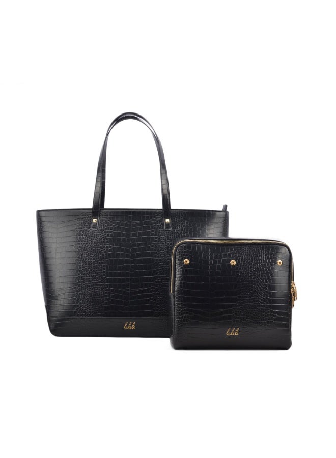 Lalele Everyday Carry-All Bag - Black Crocodile - Image 1