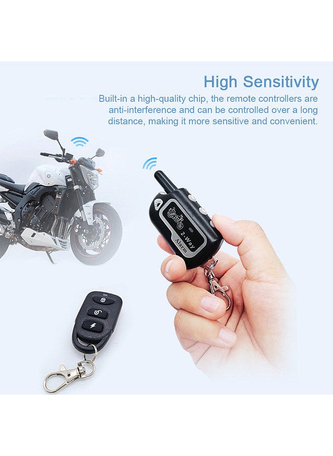 Generic - Motorcycle Anti-Theft Alarm System 2-Way Wireless Remote Engine Starter Stop Lock/Unlock Controller 12V with Adjustable Sensitivity 125dB Horn 2 Remote Controller - Image 1