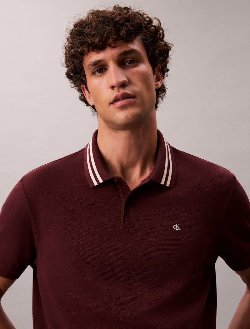 Calvin Klein Jeans Monogram Logo Pique Tipped Classic Polo Shirt - Image 2