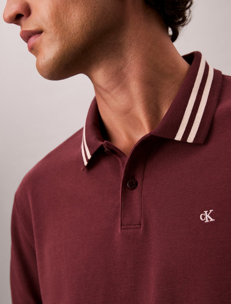 Calvin Klein Jeans Monogram Logo Pique Tipped Classic Polo Shirt - Image 5
