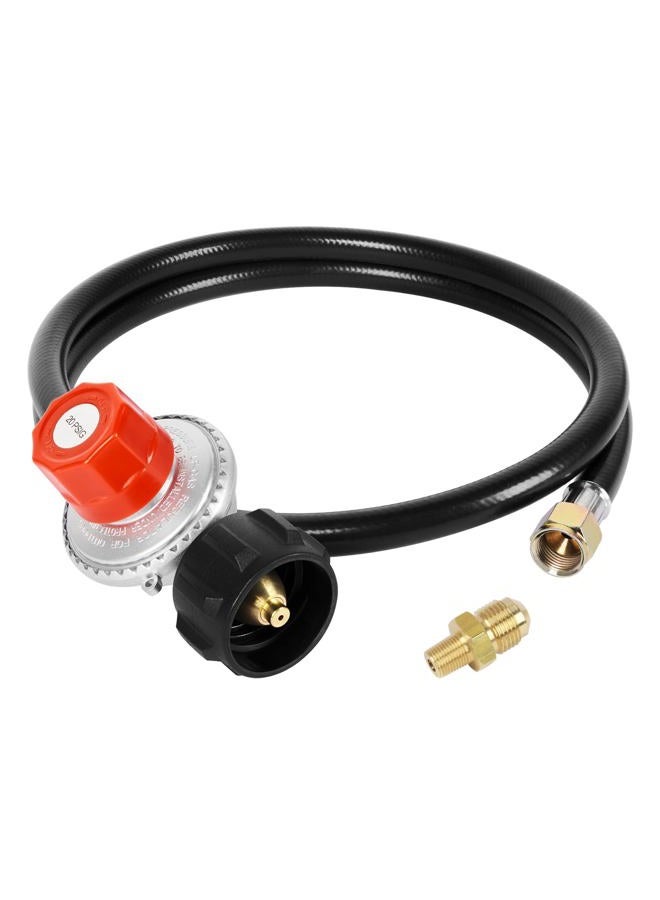 Shinestar 0-20 PSI Adjustable Propane Regulator and Hose with Brass Adapter, 4 Feet Gas Burner Hose Replacement for Turkey Fryer, Fish Cooker, Fire Pit, Forge and more - Image 1