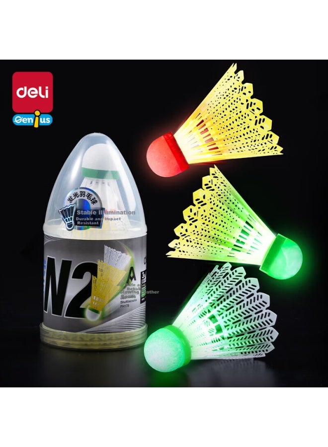 Deli كرات الريشة المتوهجة من دلي مع أضواء LED، هدية عيد ميلاد للأطفال، للاستخدام الخارجي، عبوة 3 قطع - Image 1
