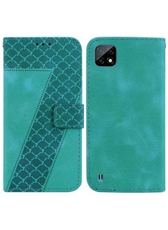 HuHa Case Cover For Realme C20/C11 2021 7-shaped Embossed Leather Phone Case Green 