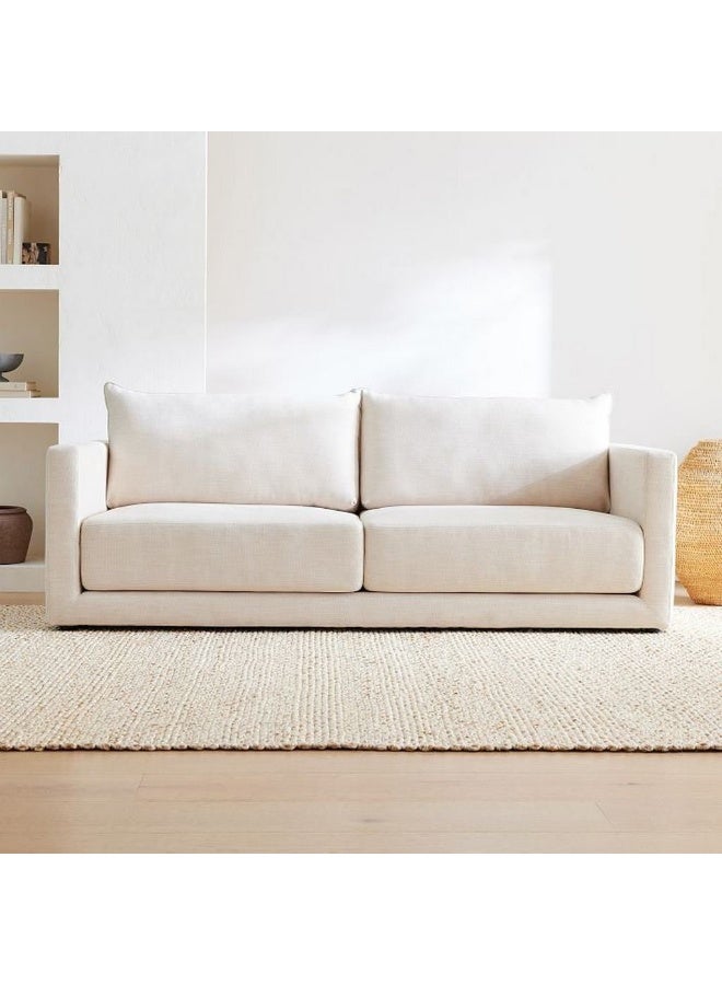 هومزمارت كنبة مقعدين خشب سويدي و كتان - أبيض - Image 1