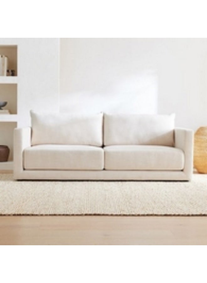 هومزمارت كنبة مقعدين خشب سويدي و كتان - أبيض - Image 2