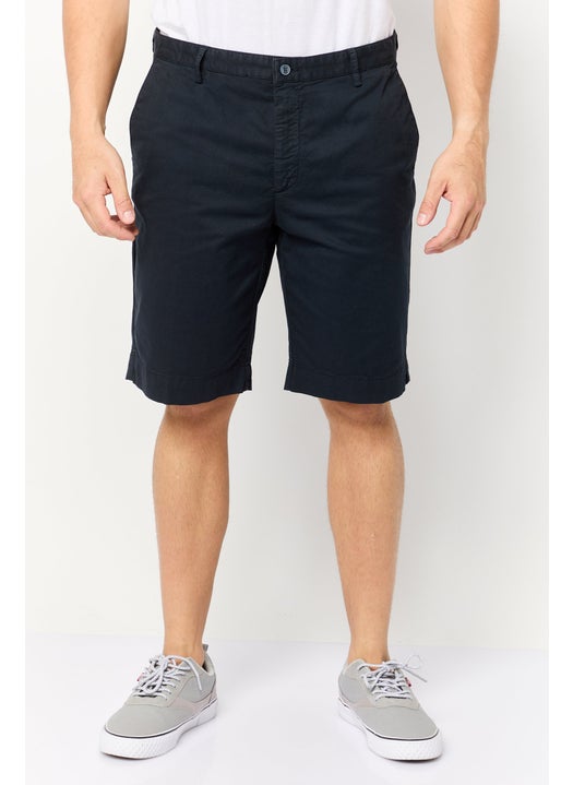 Men Solid Chino Shorts, Navy Blue
