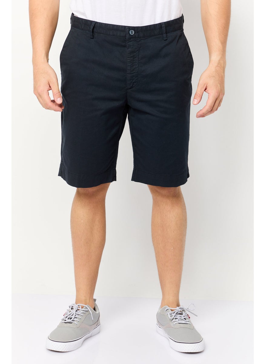 Hackett Men Solid Chino Shorts, Navy Blue  - Image 1