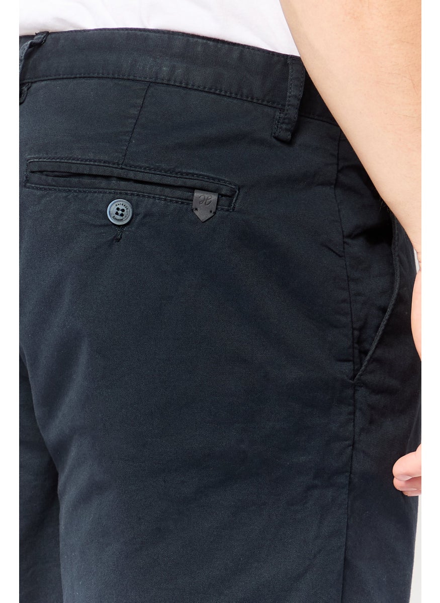 Hackett Men Solid Chino Shorts, Navy Blue  - Image 2